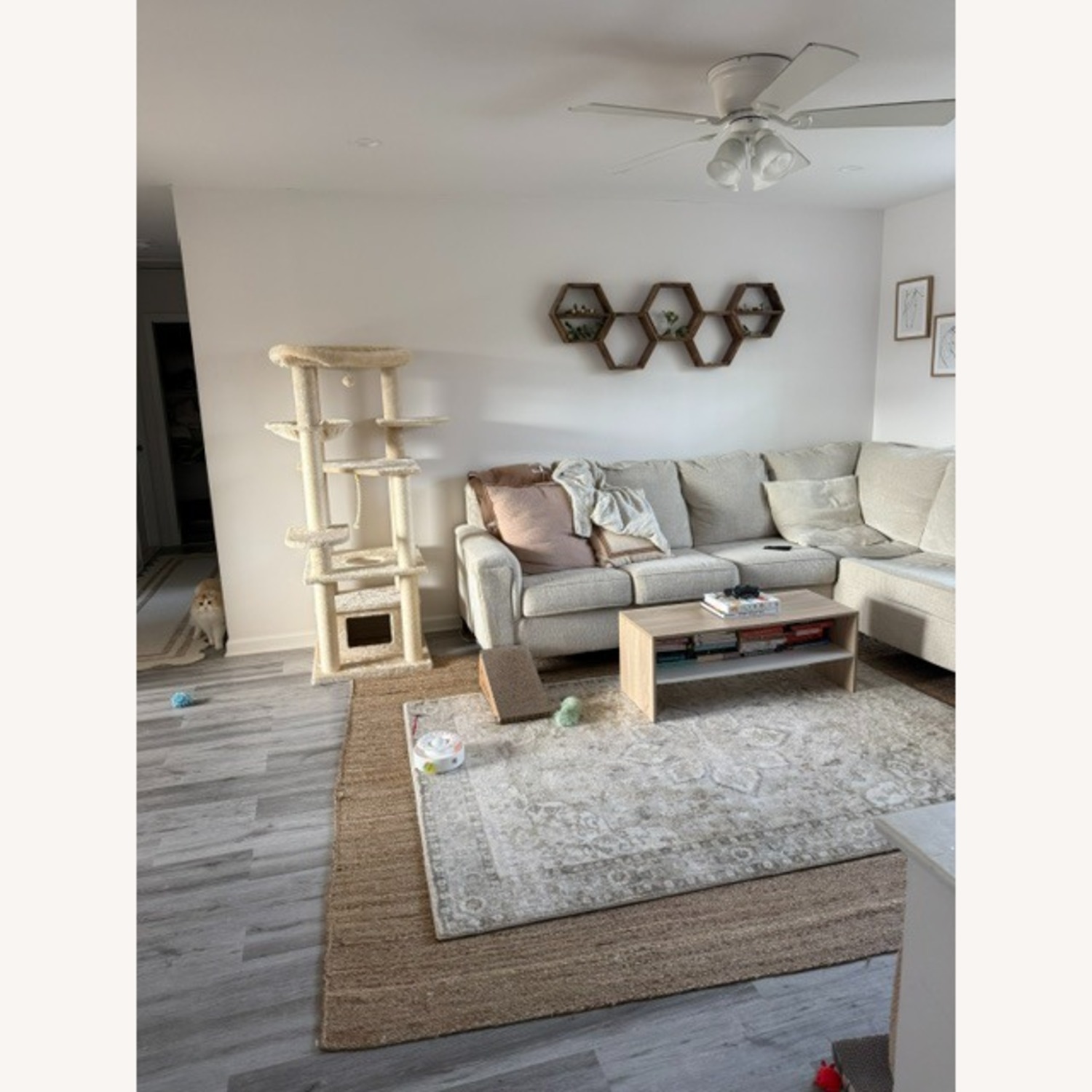 Ashley Furniture Natural Fabric Chaise Lounge - image-2