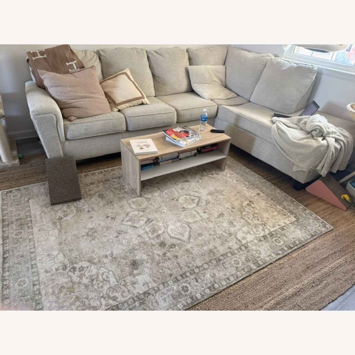 Ashley Furniture Natural Fabric Chaise Lounge - image-1