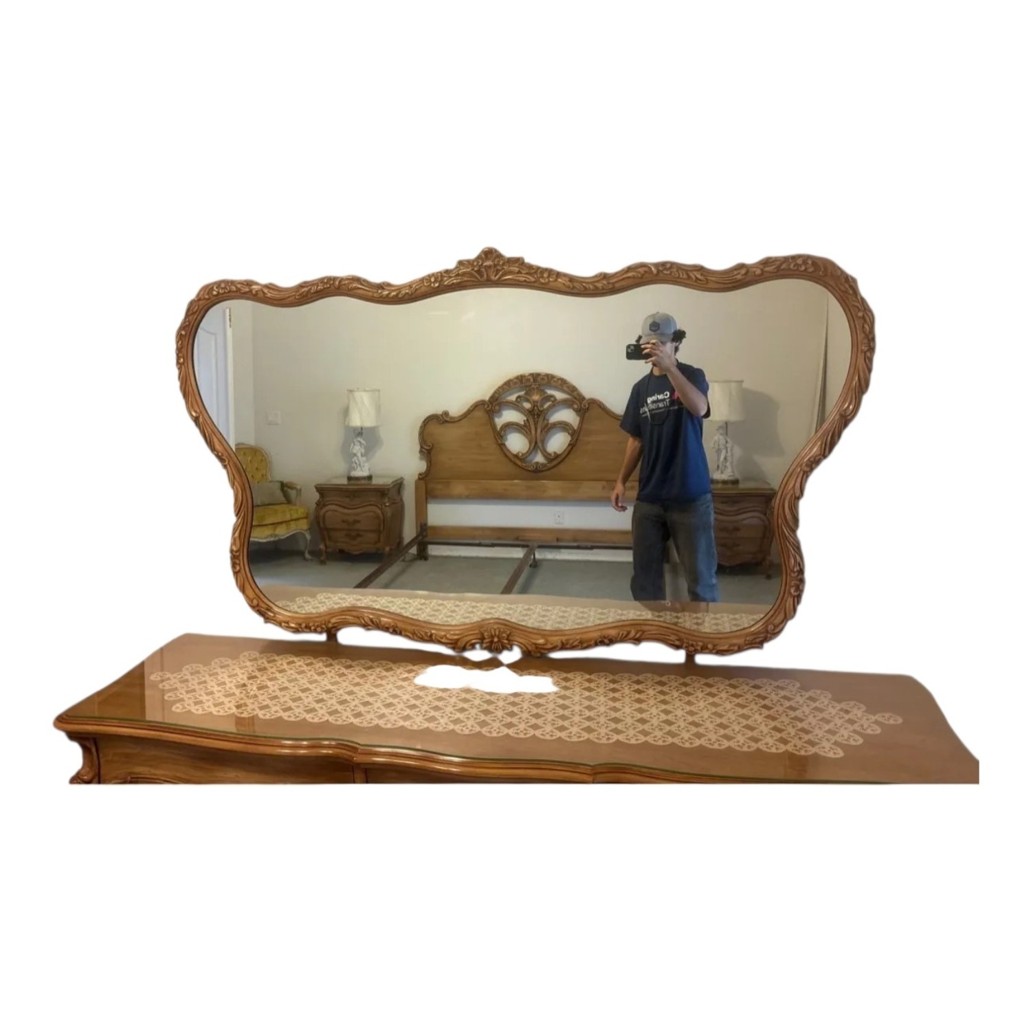 Louis XV French Provincial Dresser and Mirror - image-4