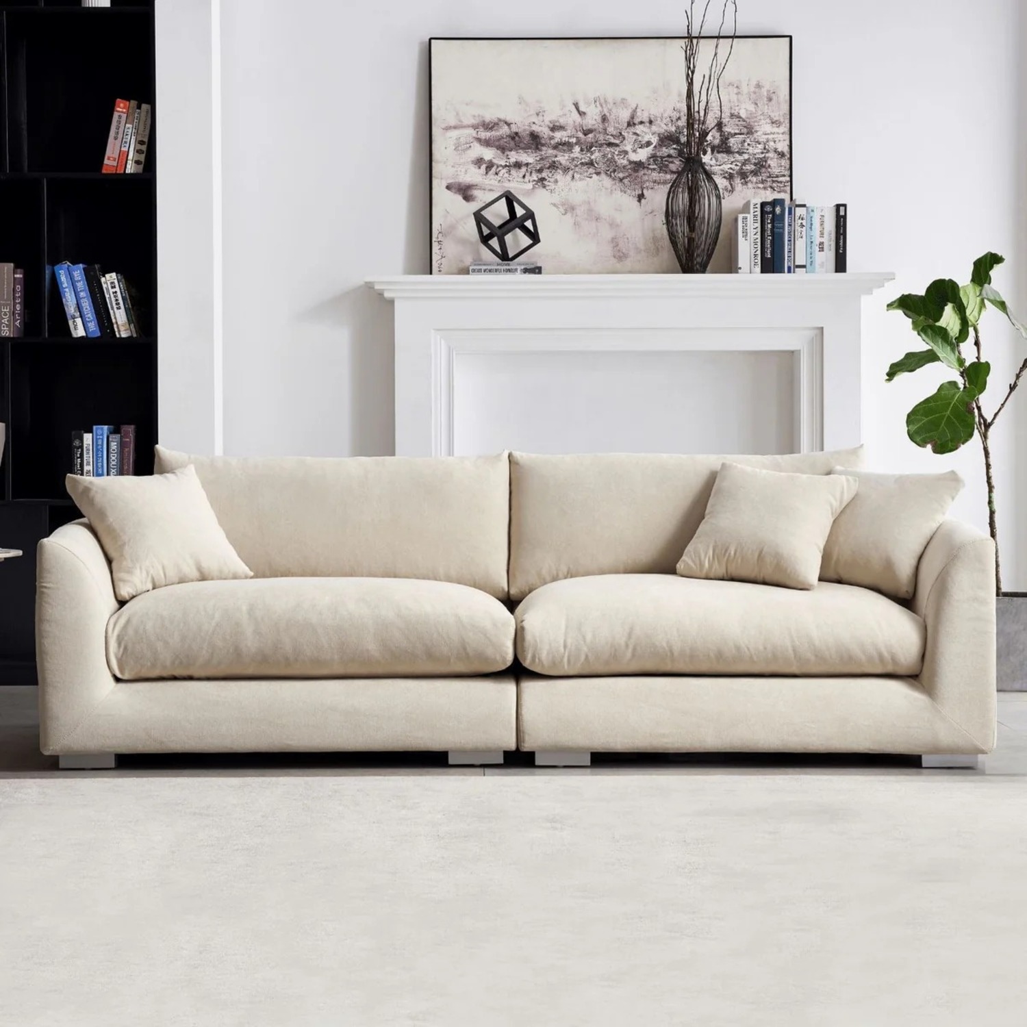 Valyou Feathers Sofa - Beige | 4 Seater, 103'' - image-1