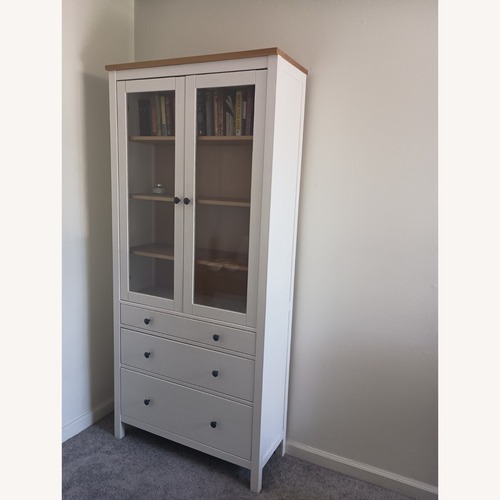 Used IKEA Hemnes Glass Door Display Cabinet / Bookcase for sale on AptDeco