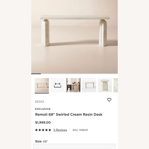 Used CB2 Remoli 68" Swirled Cream Resin Desk for sale on AptDeco