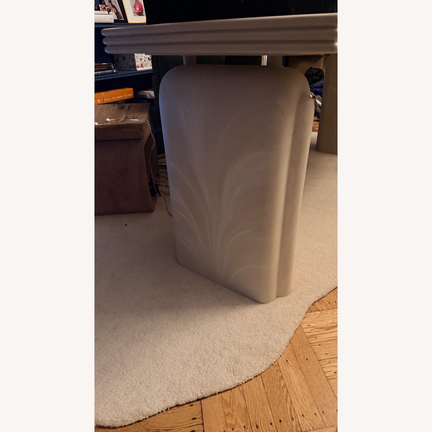 CB2 Remoli 68" Swirled Cream Resin Desk - image-3