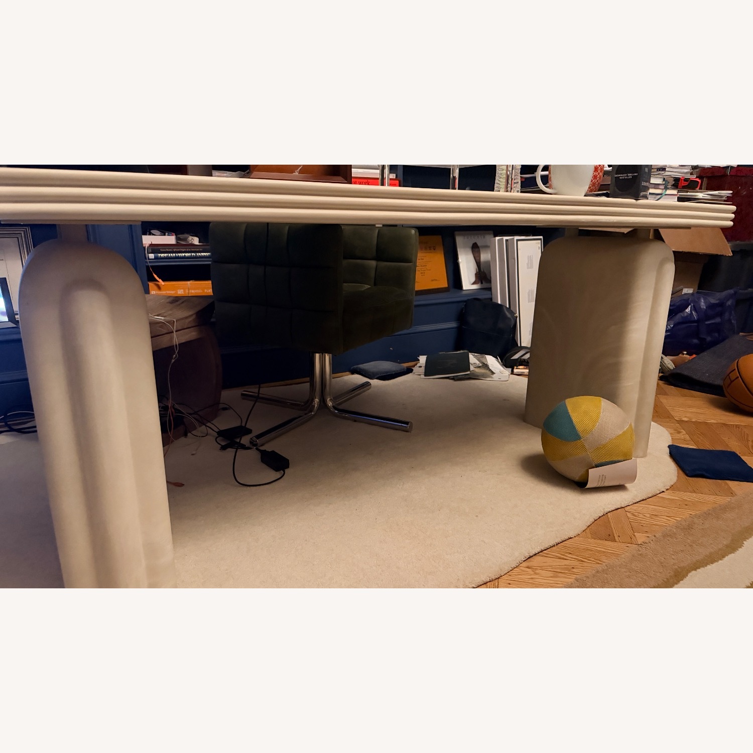CB2 Remoli 68" Swirled Cream Resin Desk - image-2
