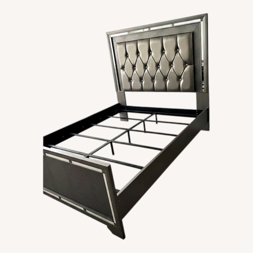 Used Light Gray Wood Queen Bed for sale on AptDeco