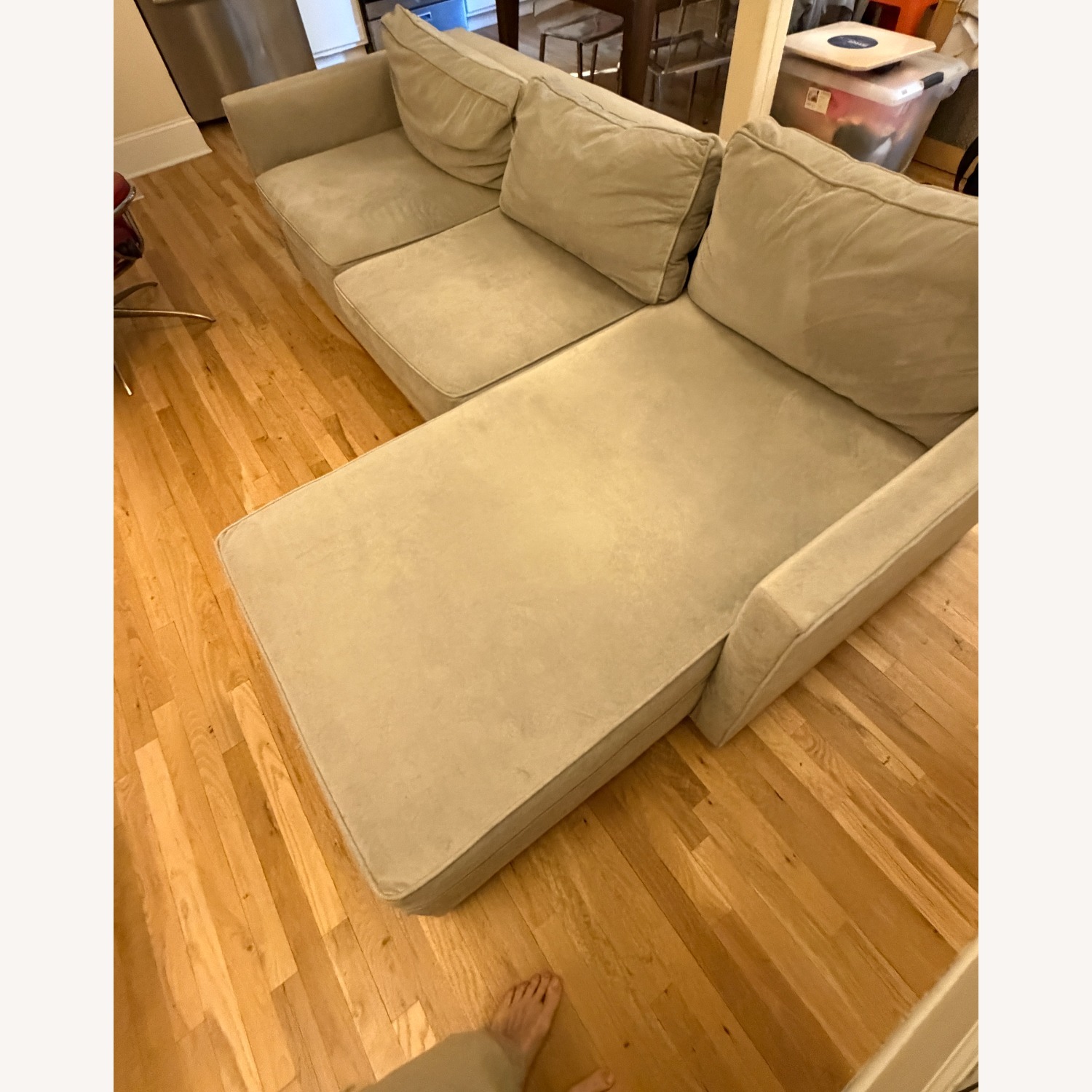 West Elm Light Gray Velvet 3+ Piece Sectional - image-1