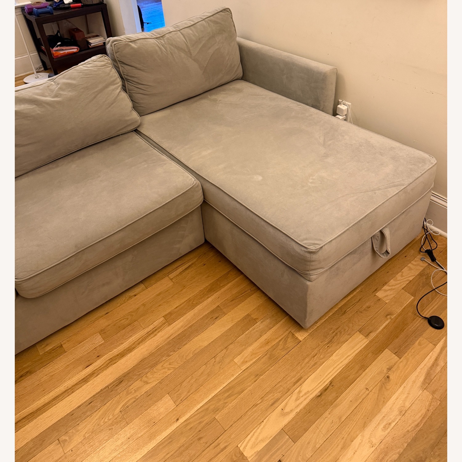 West Elm Light Gray Velvet 3+ Piece Sectional - image-8