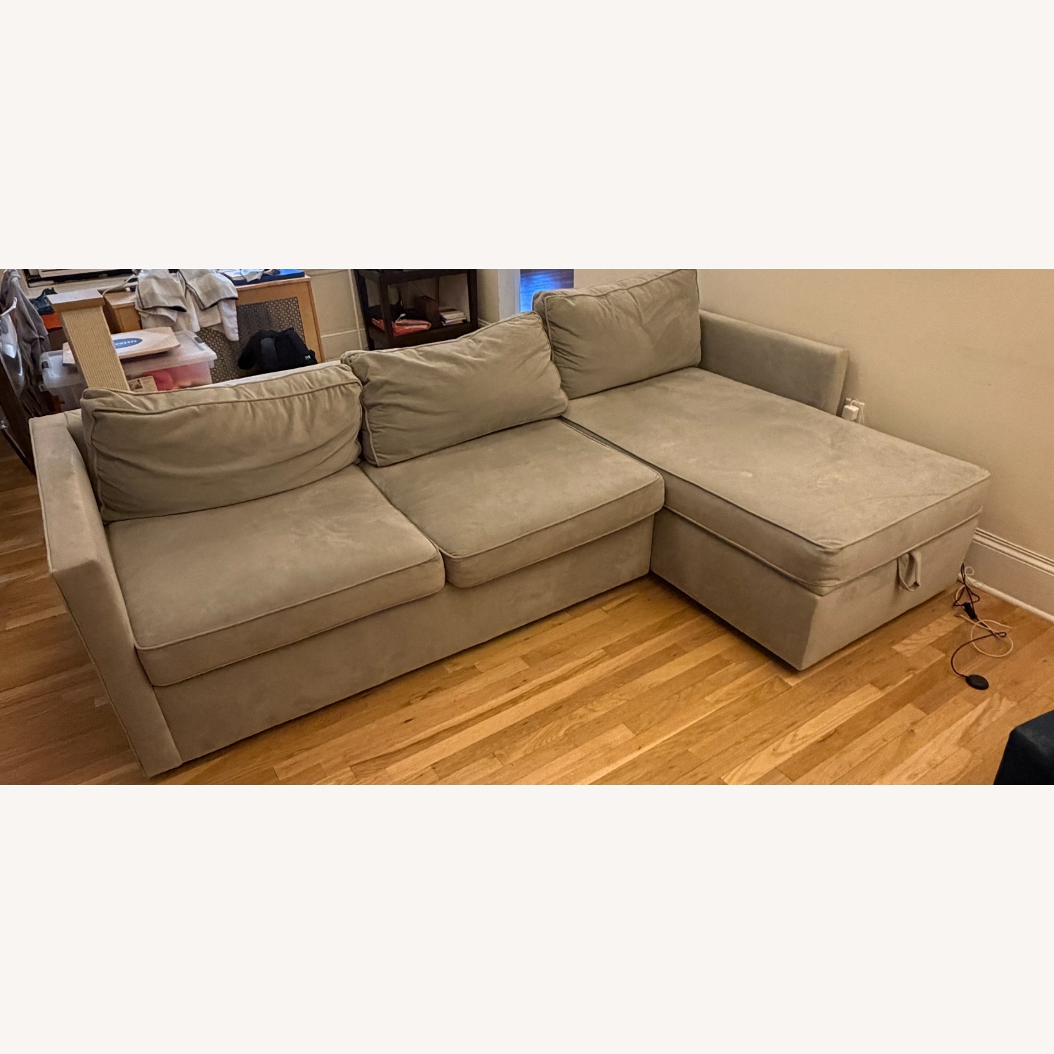 West Elm Light Gray Velvet 3+ Piece Sectional - image-3