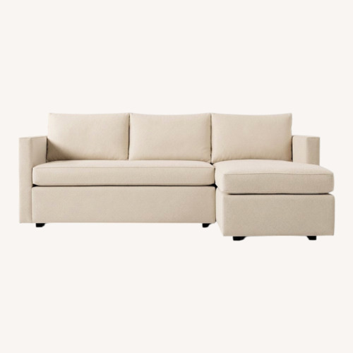 Used West Elm Light Gray Velvet 3+ Piece Sectional for sale on AptDeco