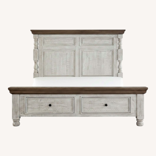 Used Ashley Furniture Havalance White Wood Queen Bed for sale on AptDeco