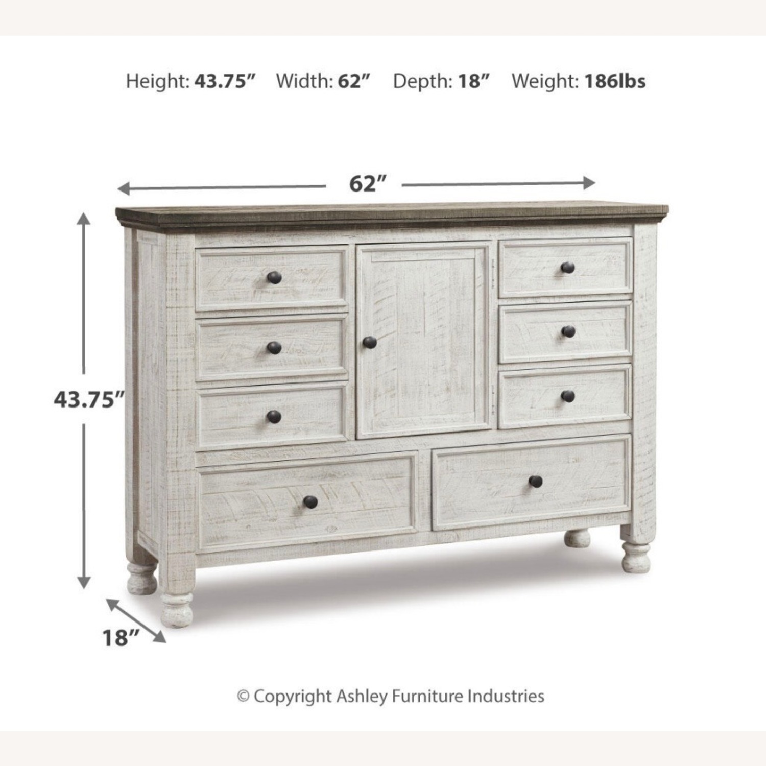 Ashley Furniture Havalance White Wood Dresser - image-3