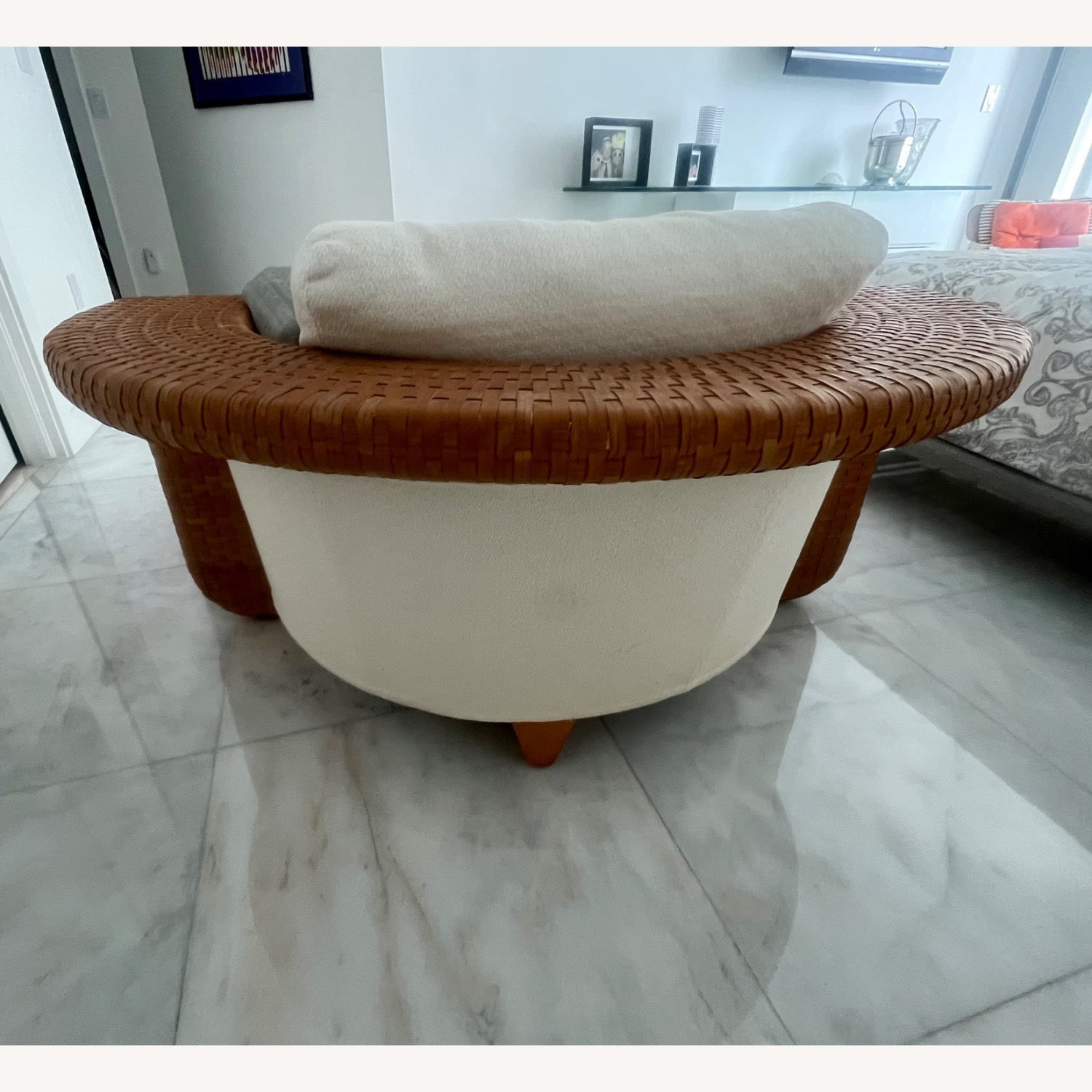 Orange Leather Chair and a Half - image-3