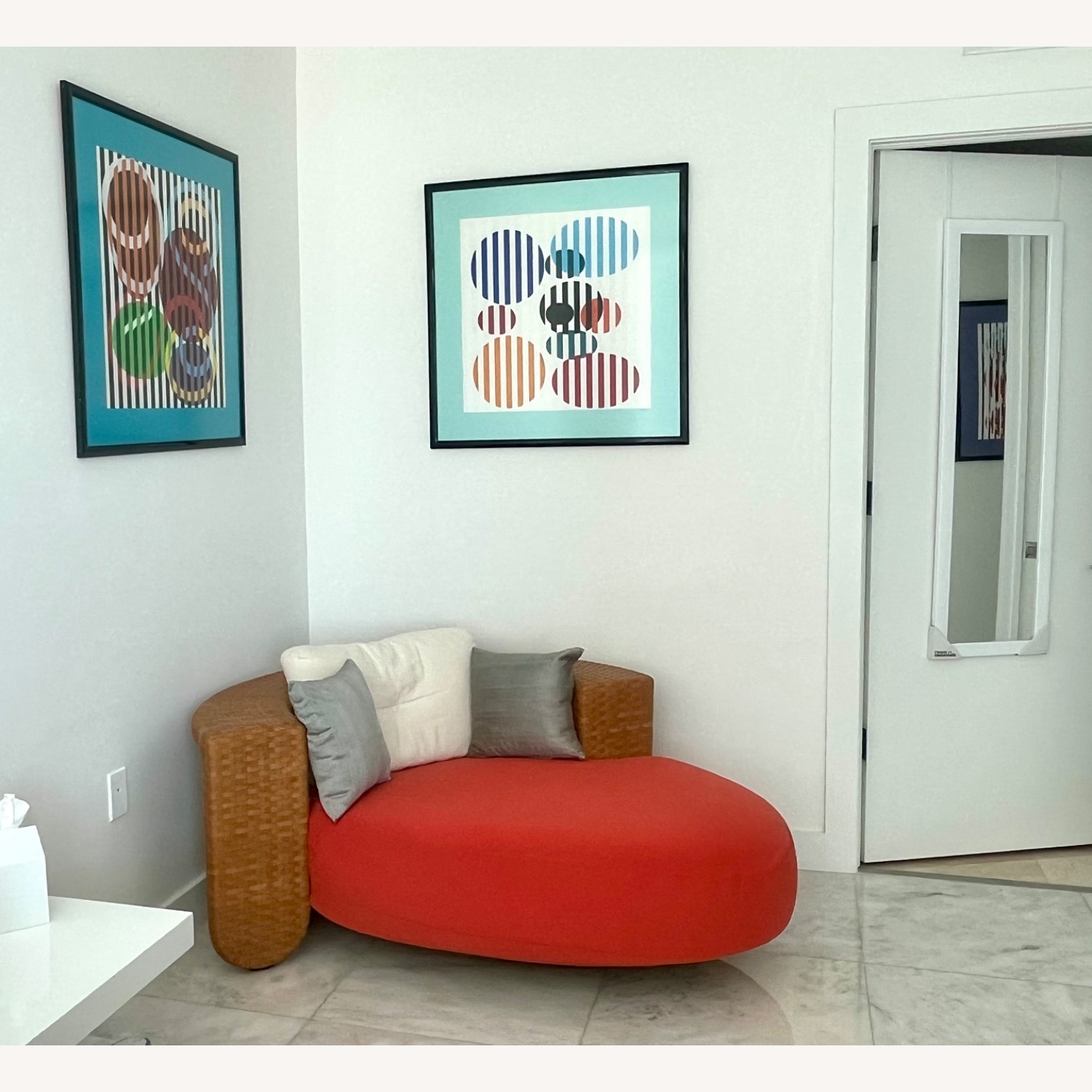 Orange Leather Chair and a Half - image-1