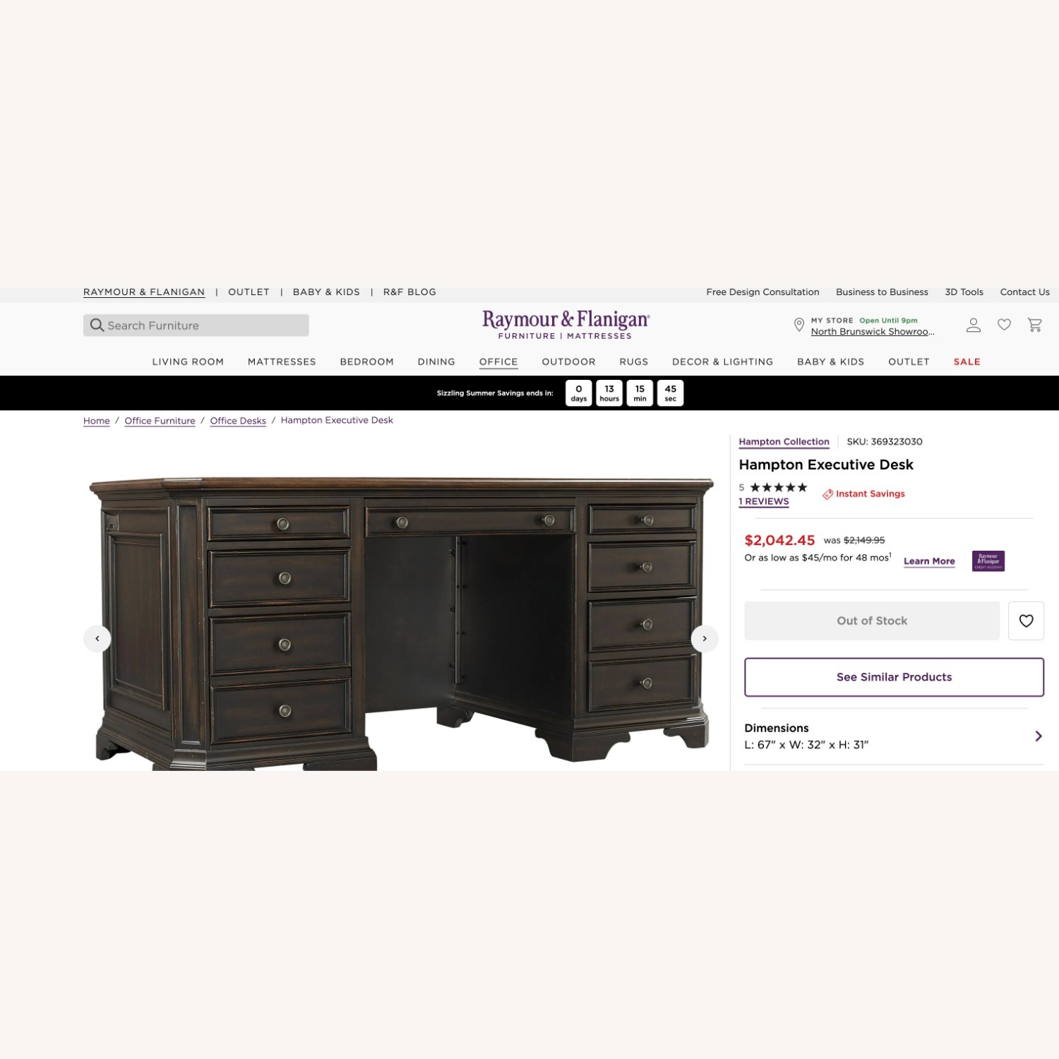 Raymour & Flanigan Hampton Executive Desk - image-3