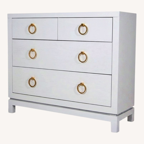 Used Newport White Solid Wood Dresser - Acrylic Pulls for sale on AptDeco