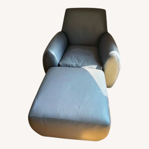 Used Dakota Jackson Ke-zu Blue Leather Armchair for sale on AptDeco
