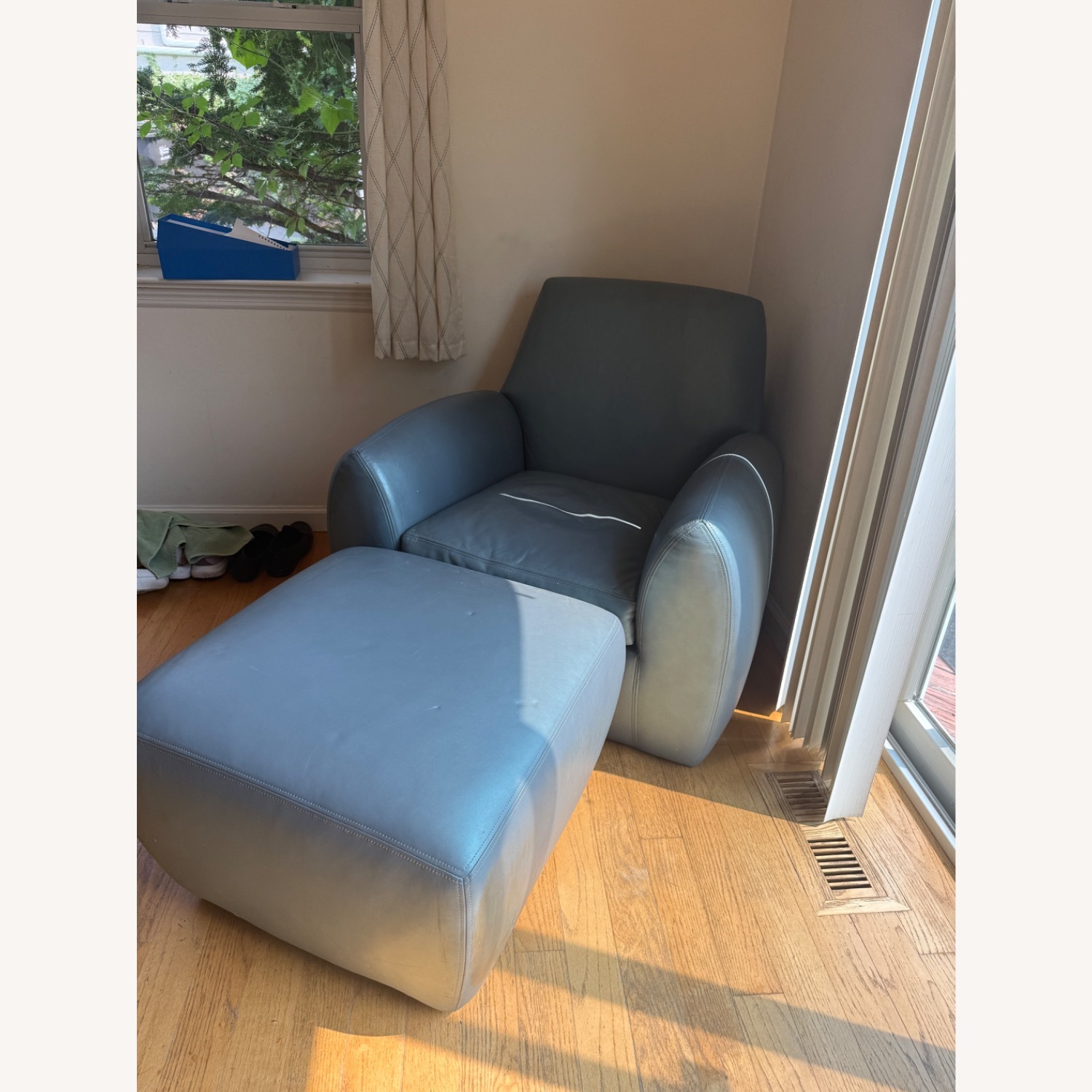 Dakota Jackson Ke-zu Blue Leather Armchair - image-2
