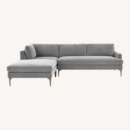 Used TOV Serena Gray Velvet Sectional for sale on AptDeco