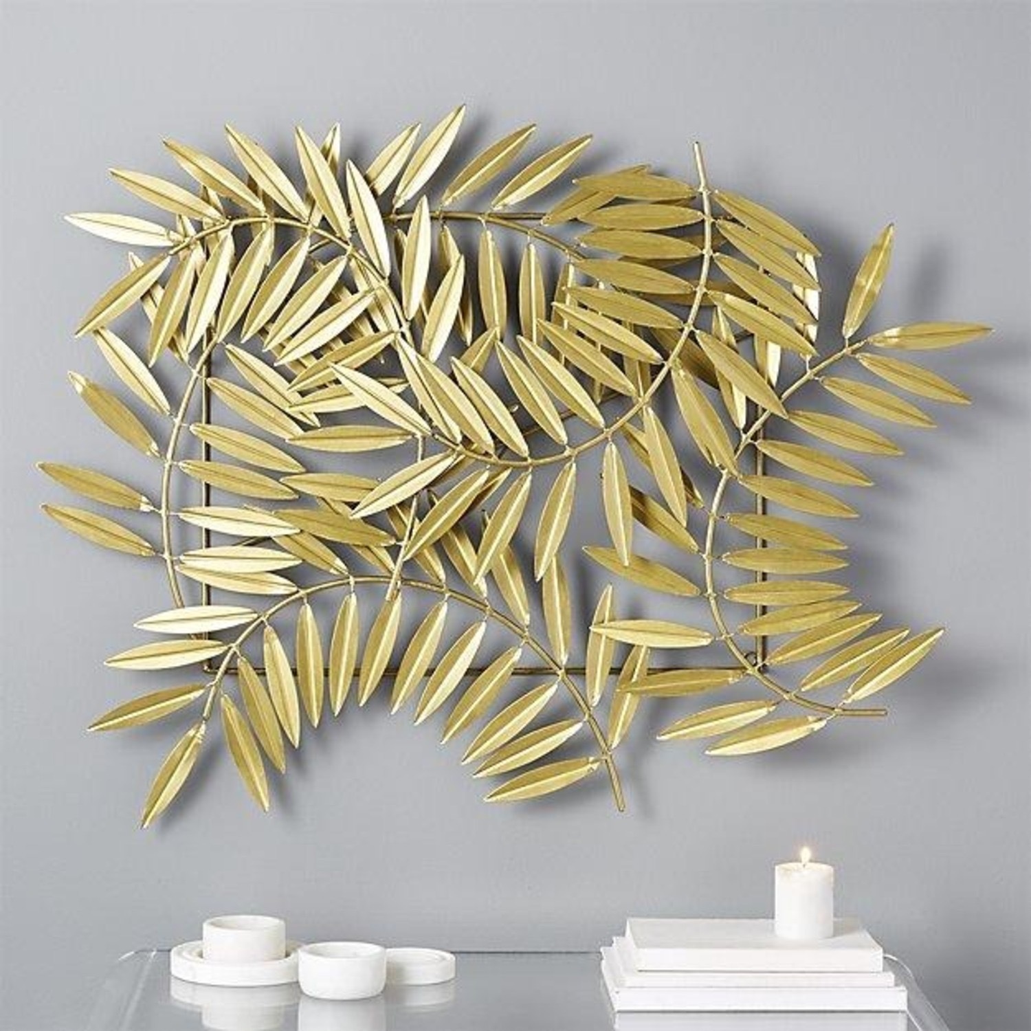 CB2 Ceres Leaves Wall Decor Gold - image-2