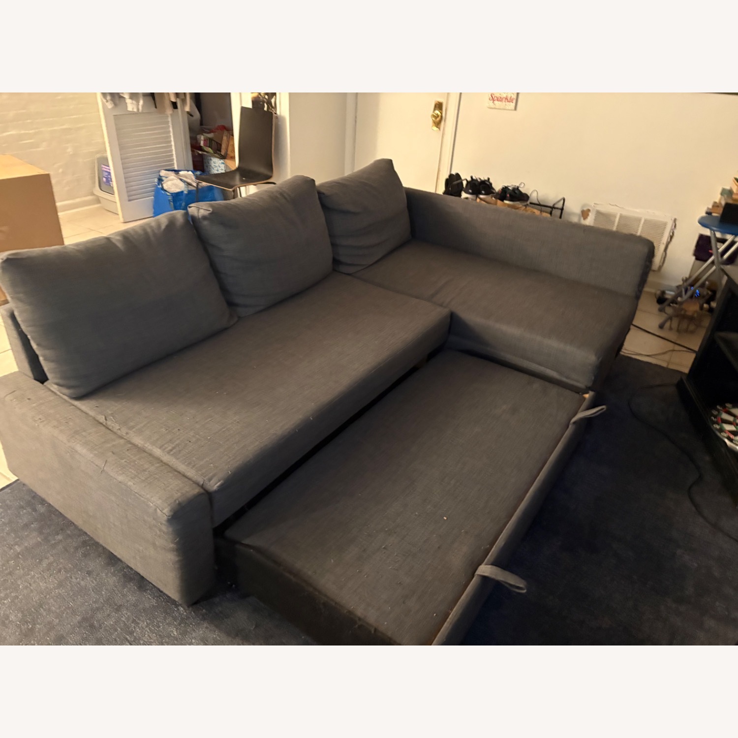 IKEA FRIHETEN Gray Sleeper Sectional With Storage - image-4