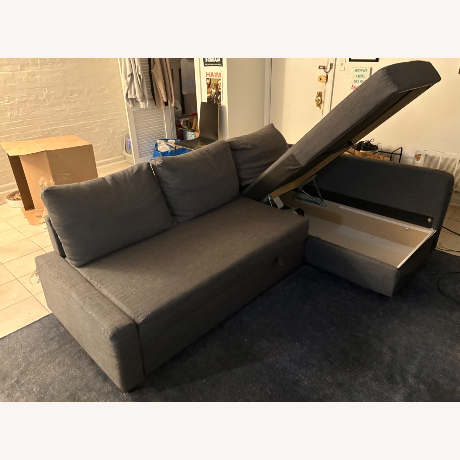 IKEA FRIHETEN Gray Sleeper Sectional With Storage - image-2