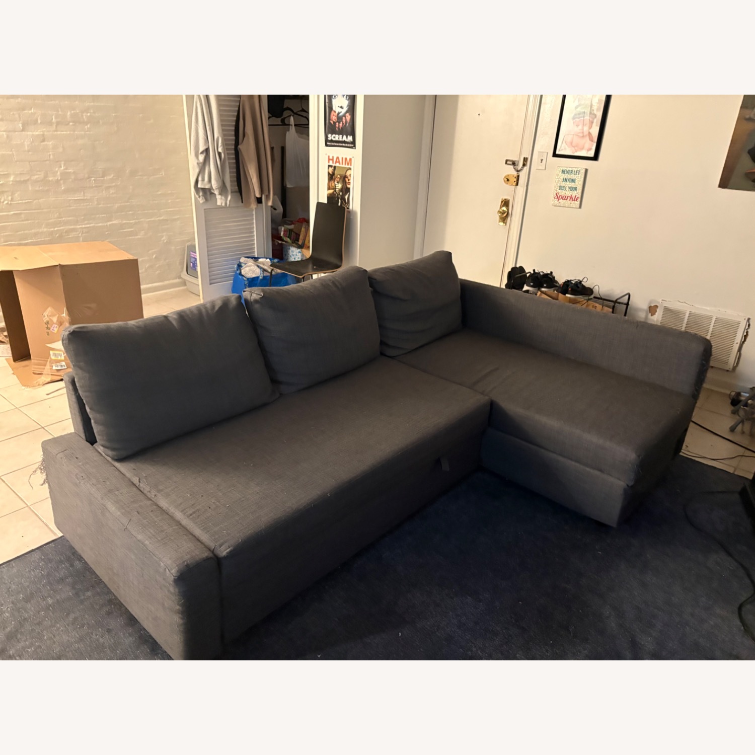 IKEA FRIHETEN Gray Sleeper Sectional With Storage - image-3