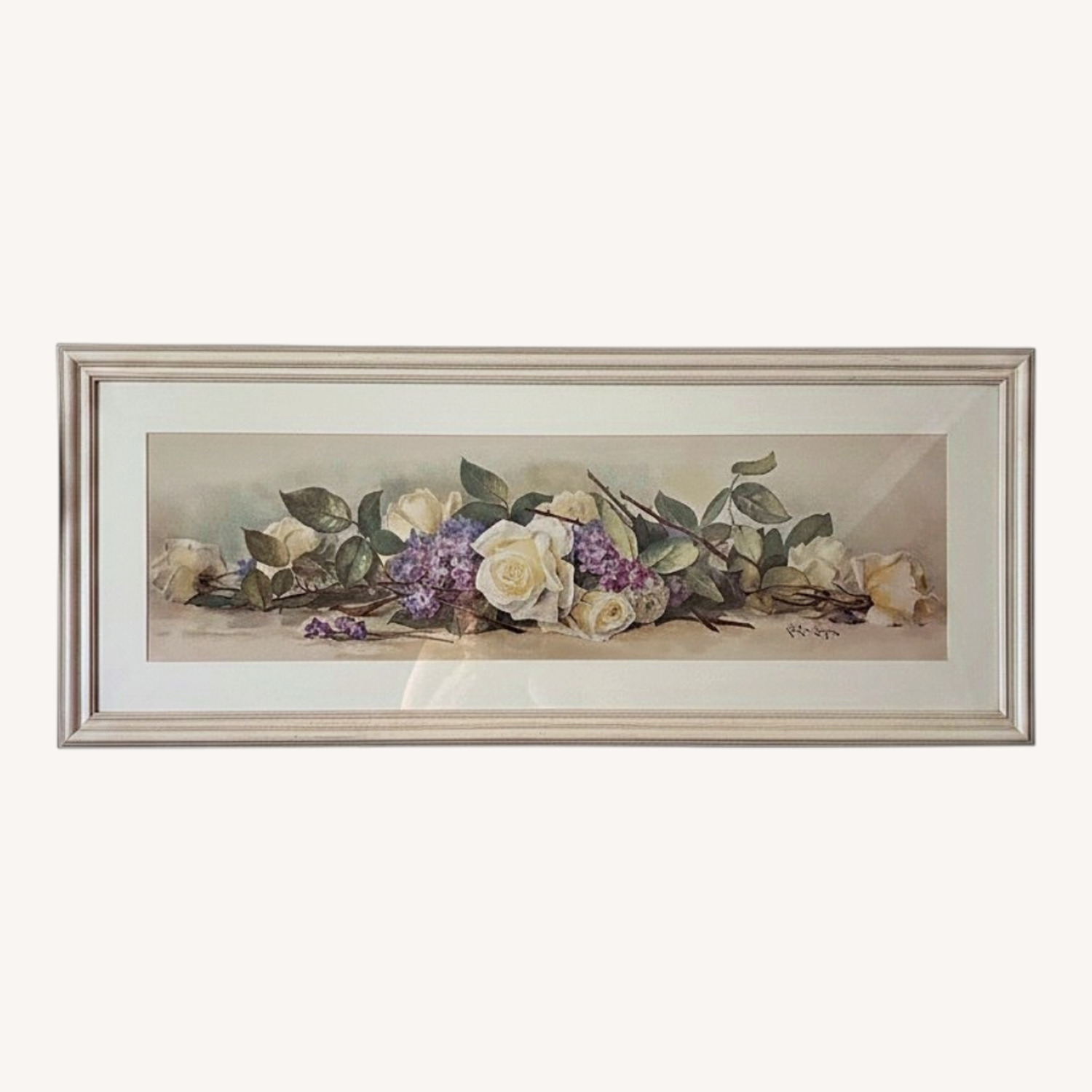 Vintage Paul de Longpre Yard Roses Violets Picture - image-0