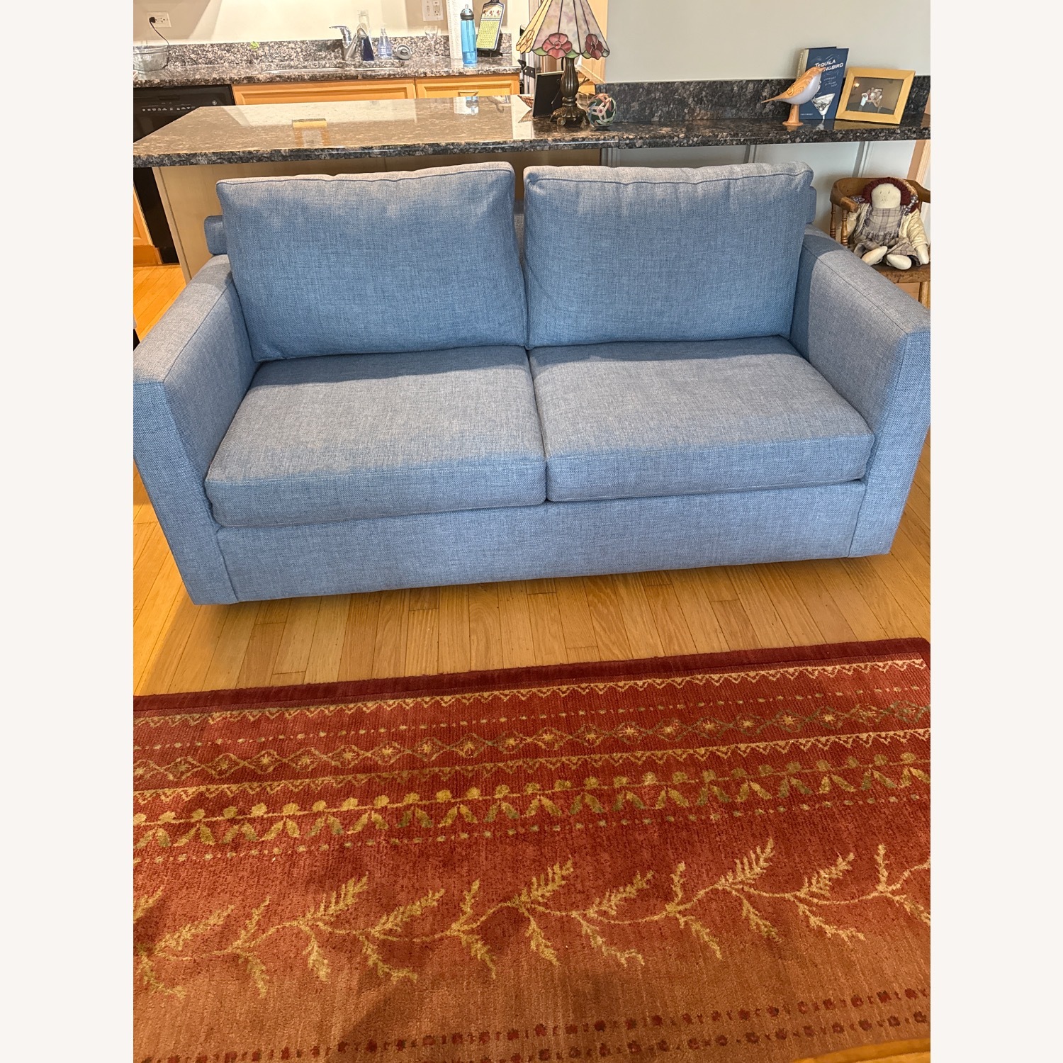 Crate & Barrel Barrett II Blue Fabric 3+ Seater Sofa - image-1