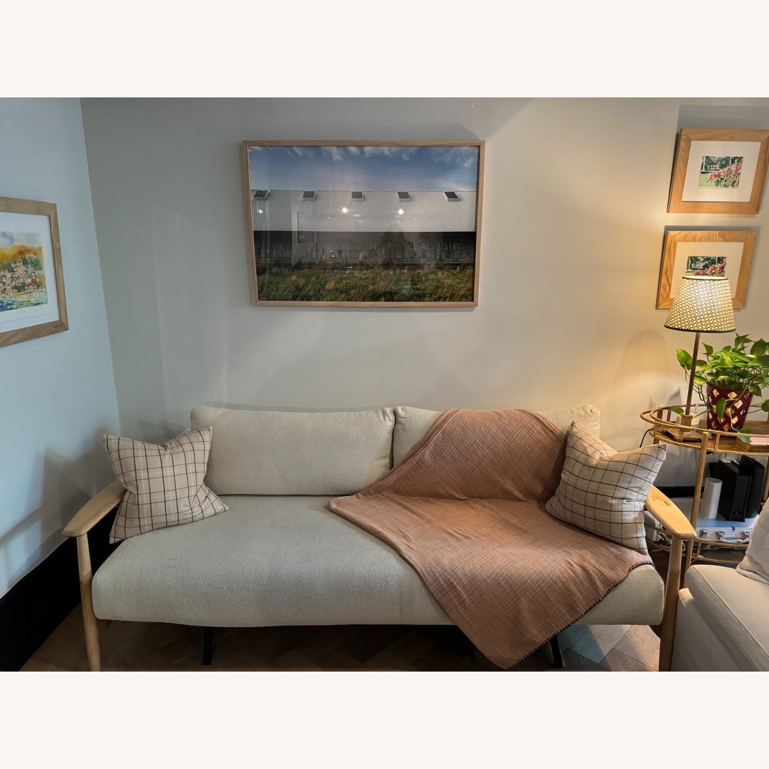 CB2 Una Ivory Boucle Sleeper Sofa - image-1