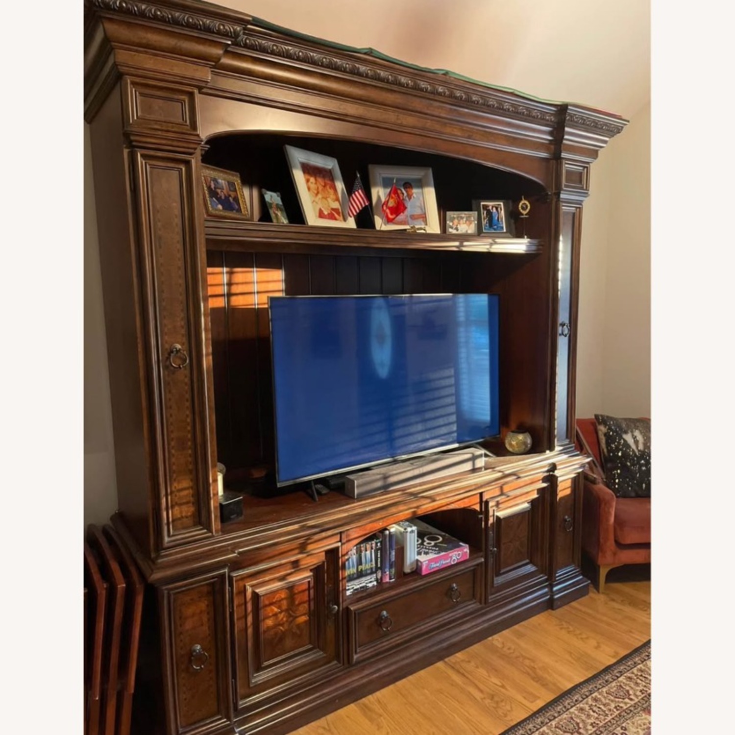 Dark Brown Wood Media Storage - image-2