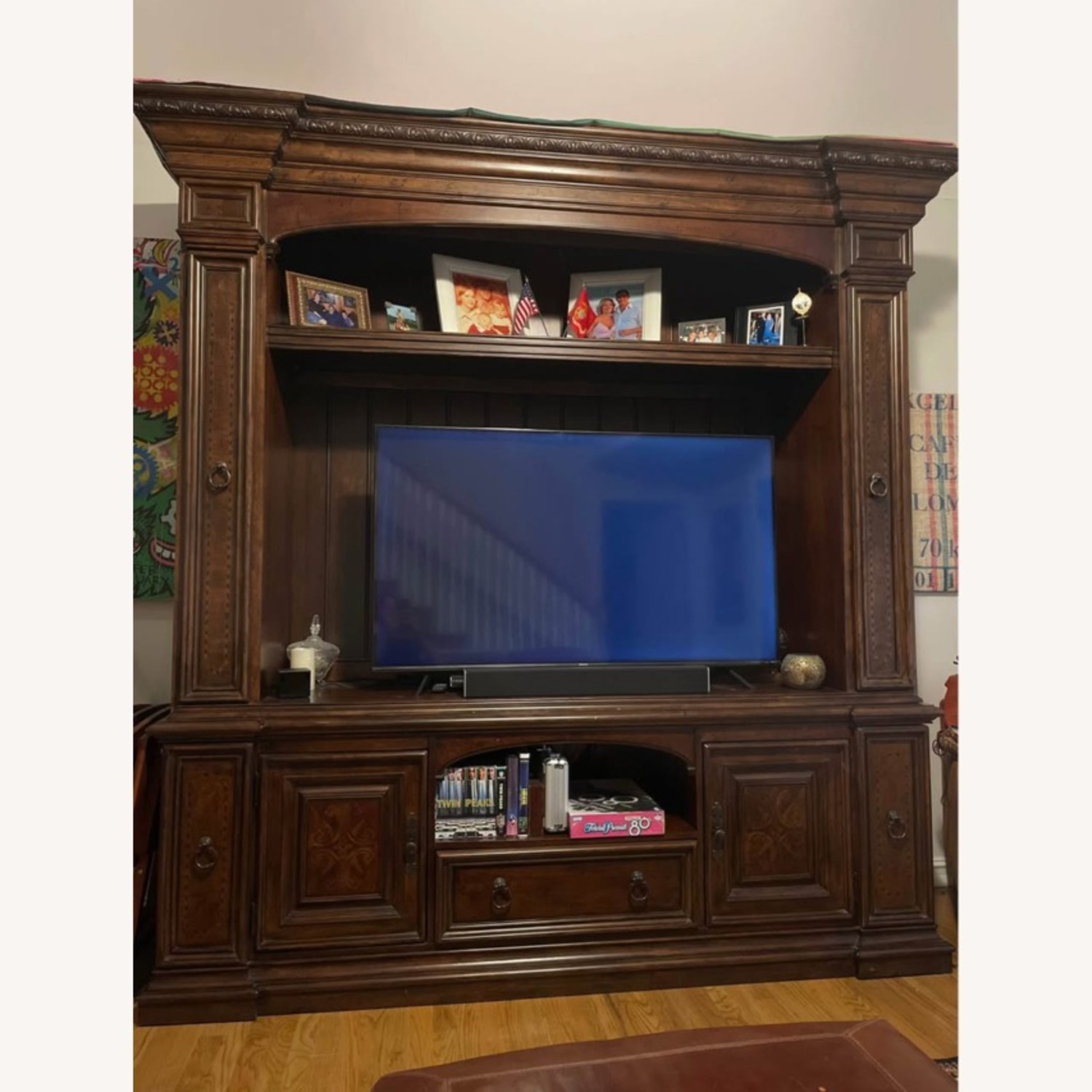 Dark Brown Wood Media Storage - image-1