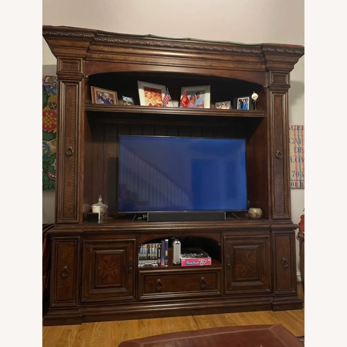 Used Dark Brown Wood Media Storage for sale on AptDeco