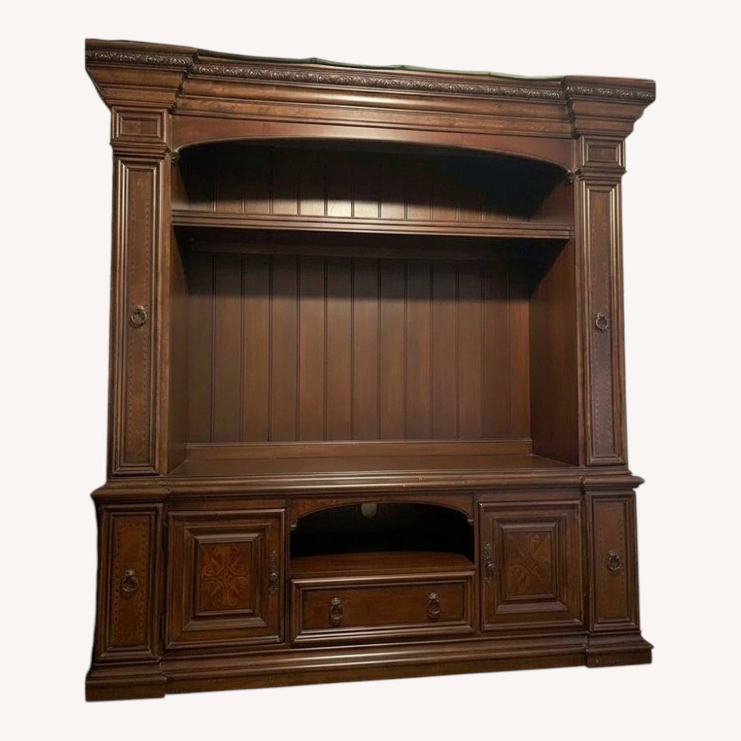 Dark Brown Wood Media Storage - image-0