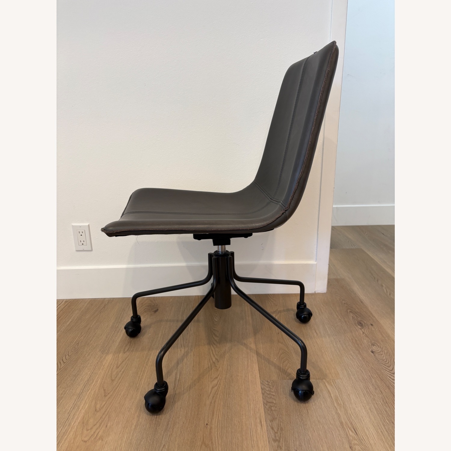 West Elm Slope Leather Swivel Office Chair - image-4