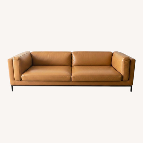 Used Modani Light Brown Leather 2 Seater Sofa for sale on AptDeco
