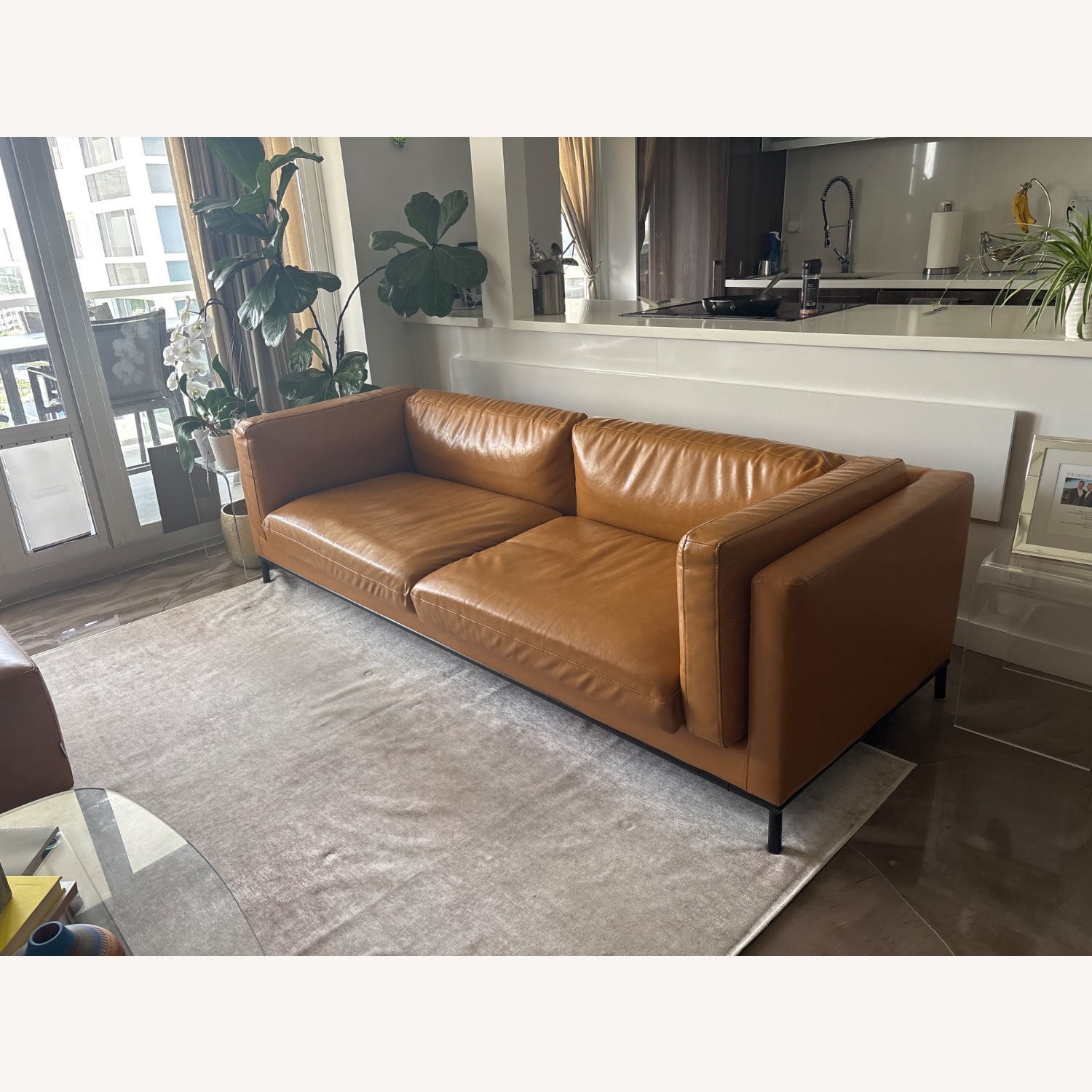 Modani Light Brown Leather 2 Seater Sofa - image-2