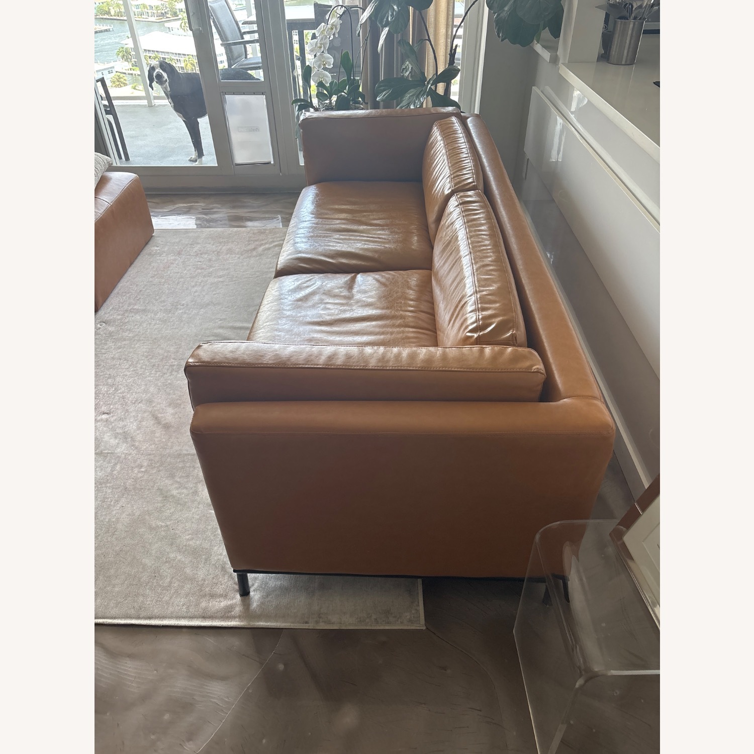 Modani Light Brown Leather 2 Seater Sofa - image-3