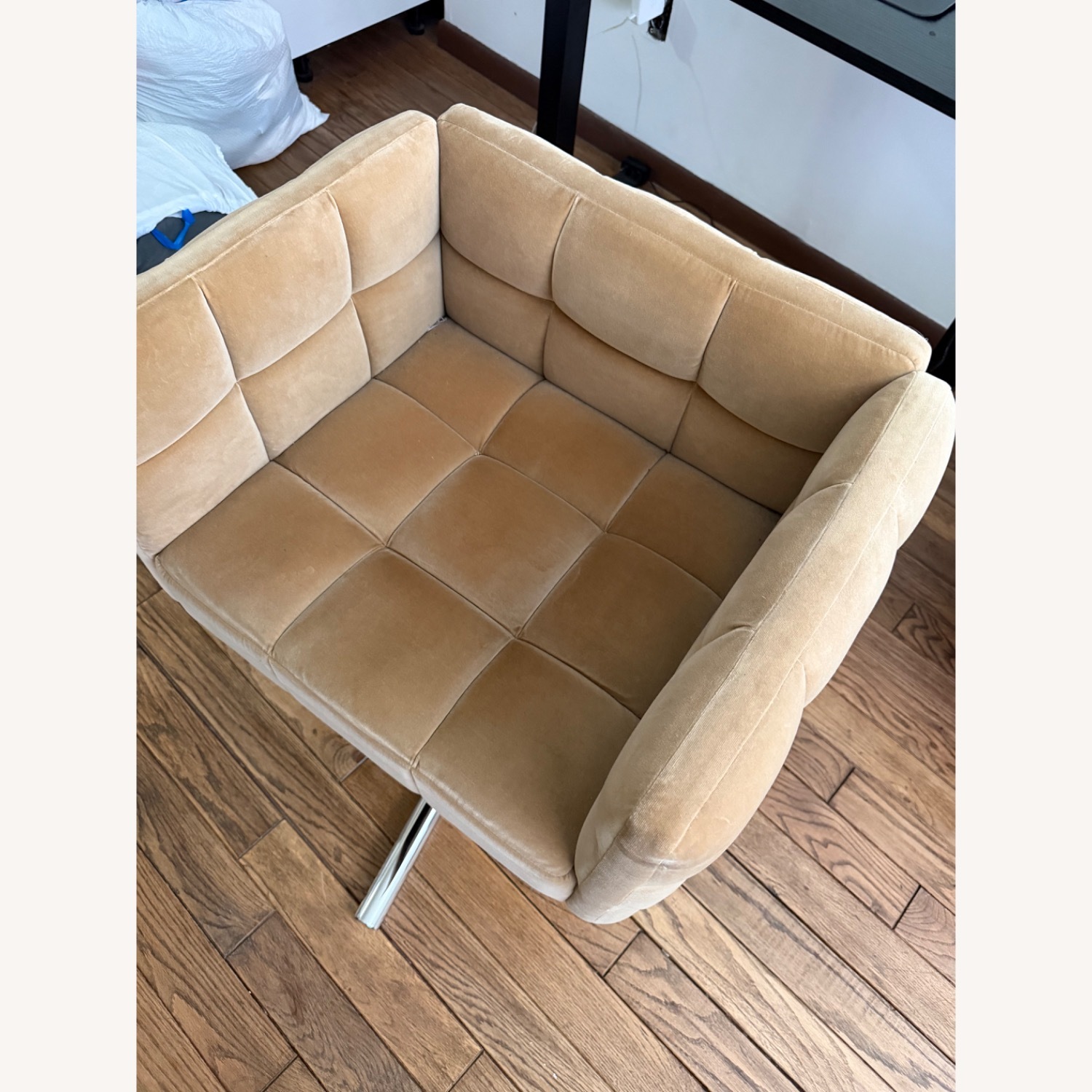 CB2 Matrice Camel Velvet Office Chair - image-4