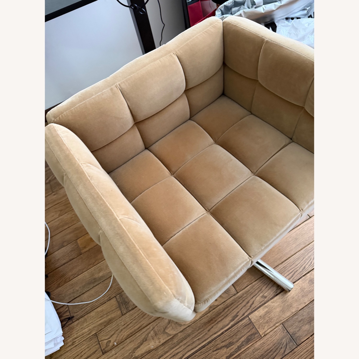 CB2 Matrice Camel Velvet Office Chair - image-3