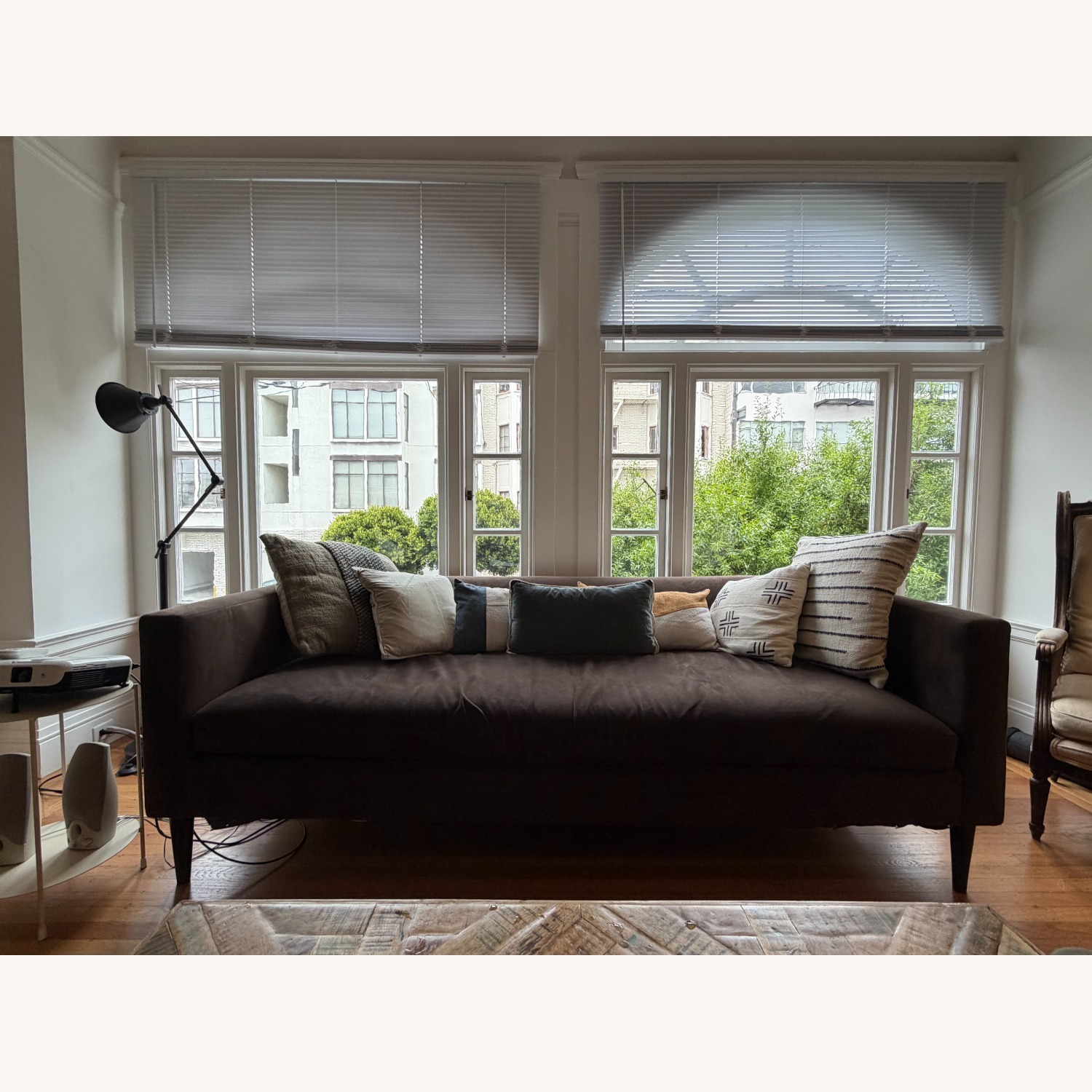 CB2 Movie Dark Brown Suede 3+ Seater Sofa - image-3