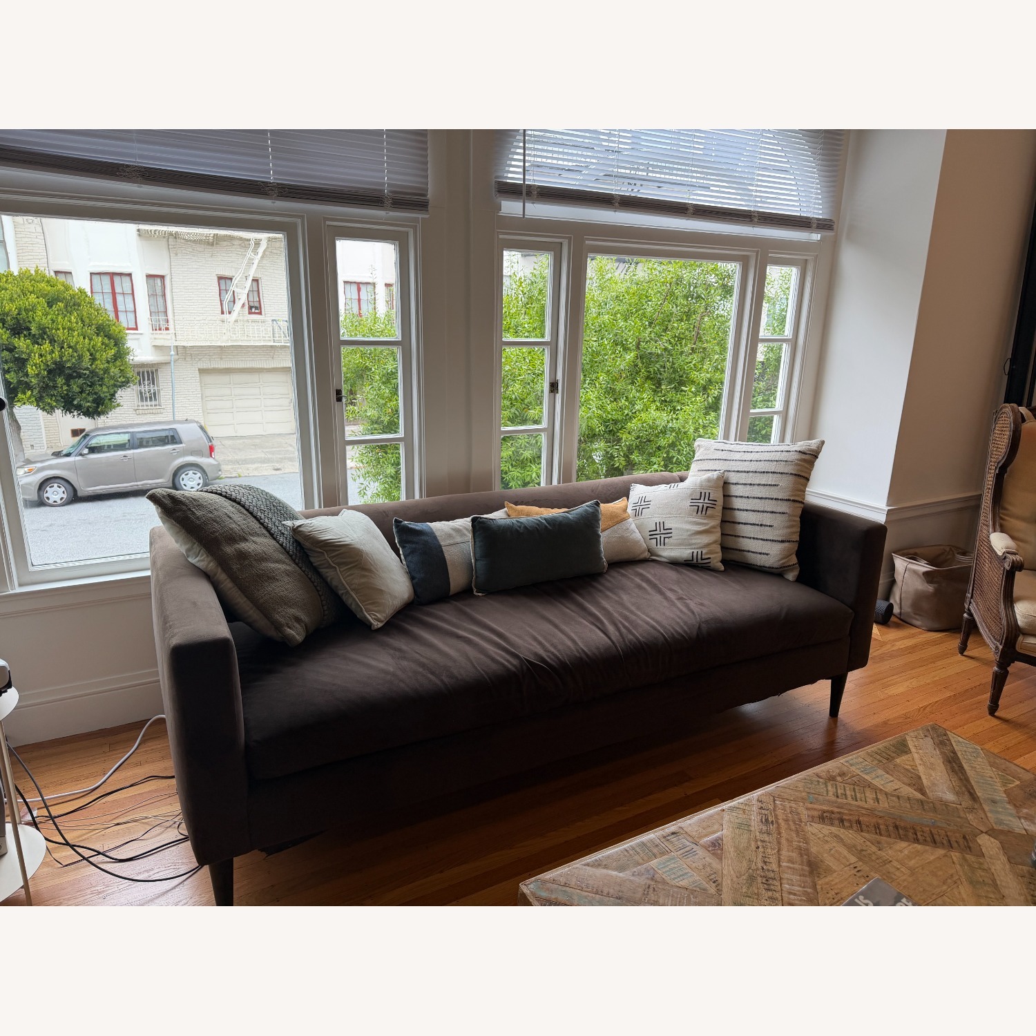 CB2 Movie Dark Brown Suede 3+ Seater Sofa - image-2