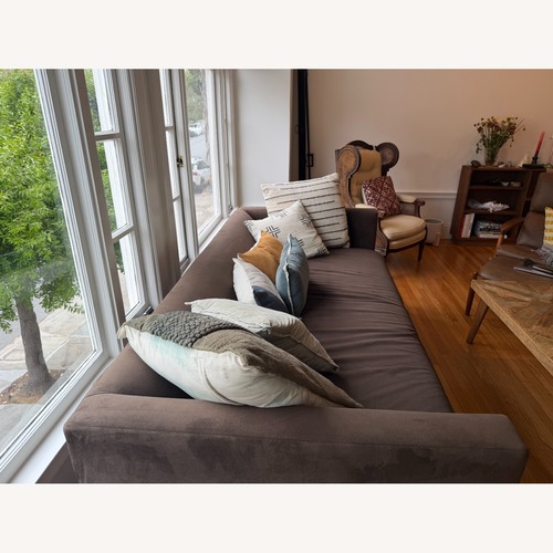 Used CB2 Movie Dark Brown Suede 3+ Seater Sofa for sale on AptDeco