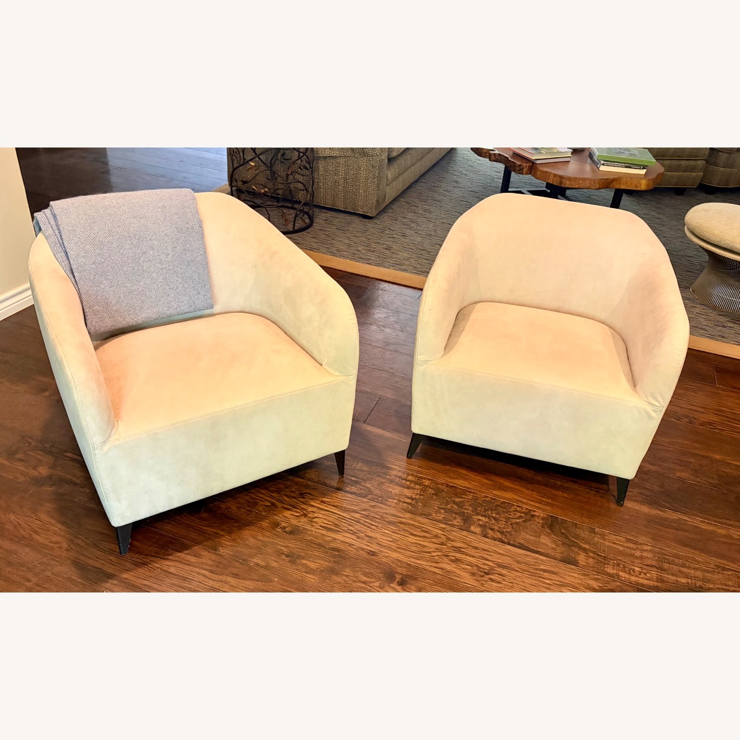 Ligne Roset Light Gray Fabric Armchairs - image-1