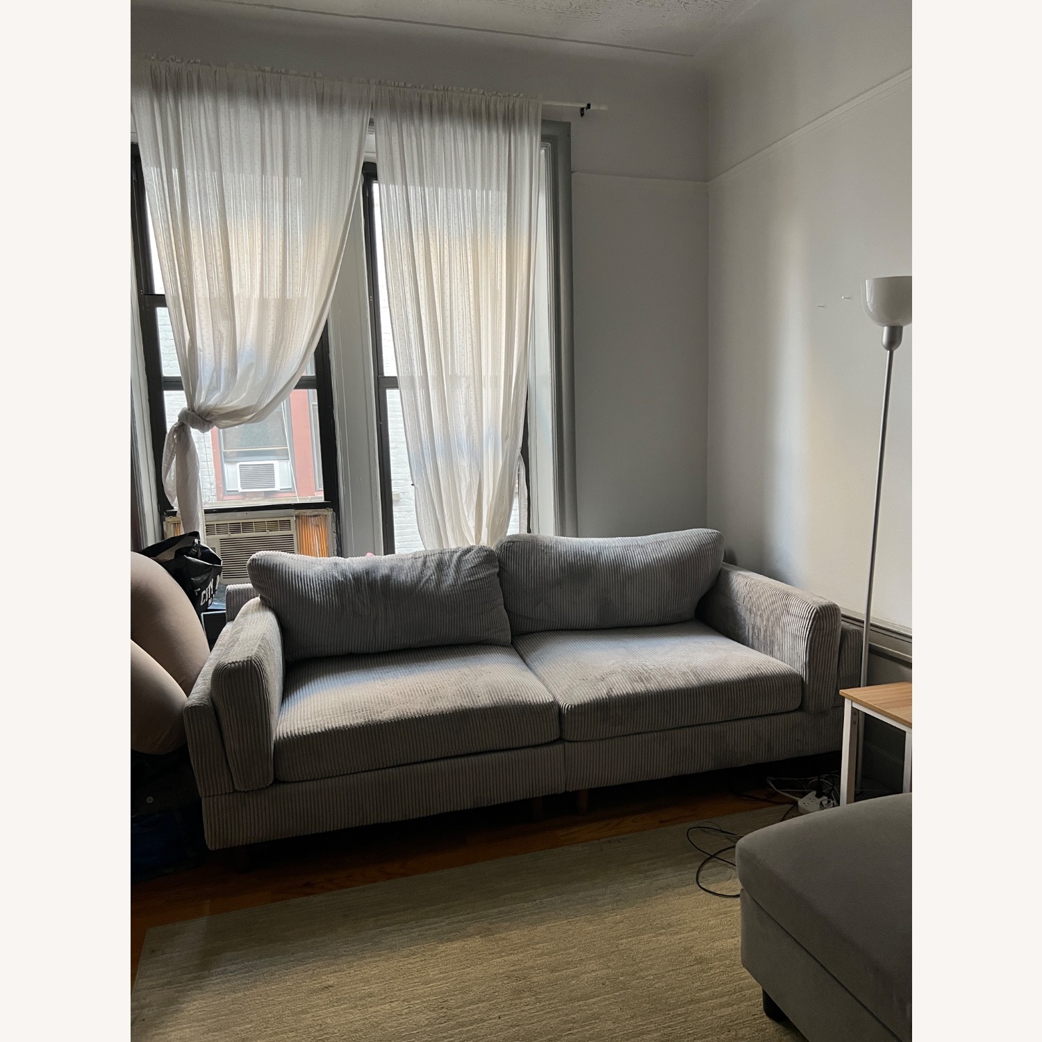 Ainara Light Gray Corduroy 90.3in Seater Sofa - image-2