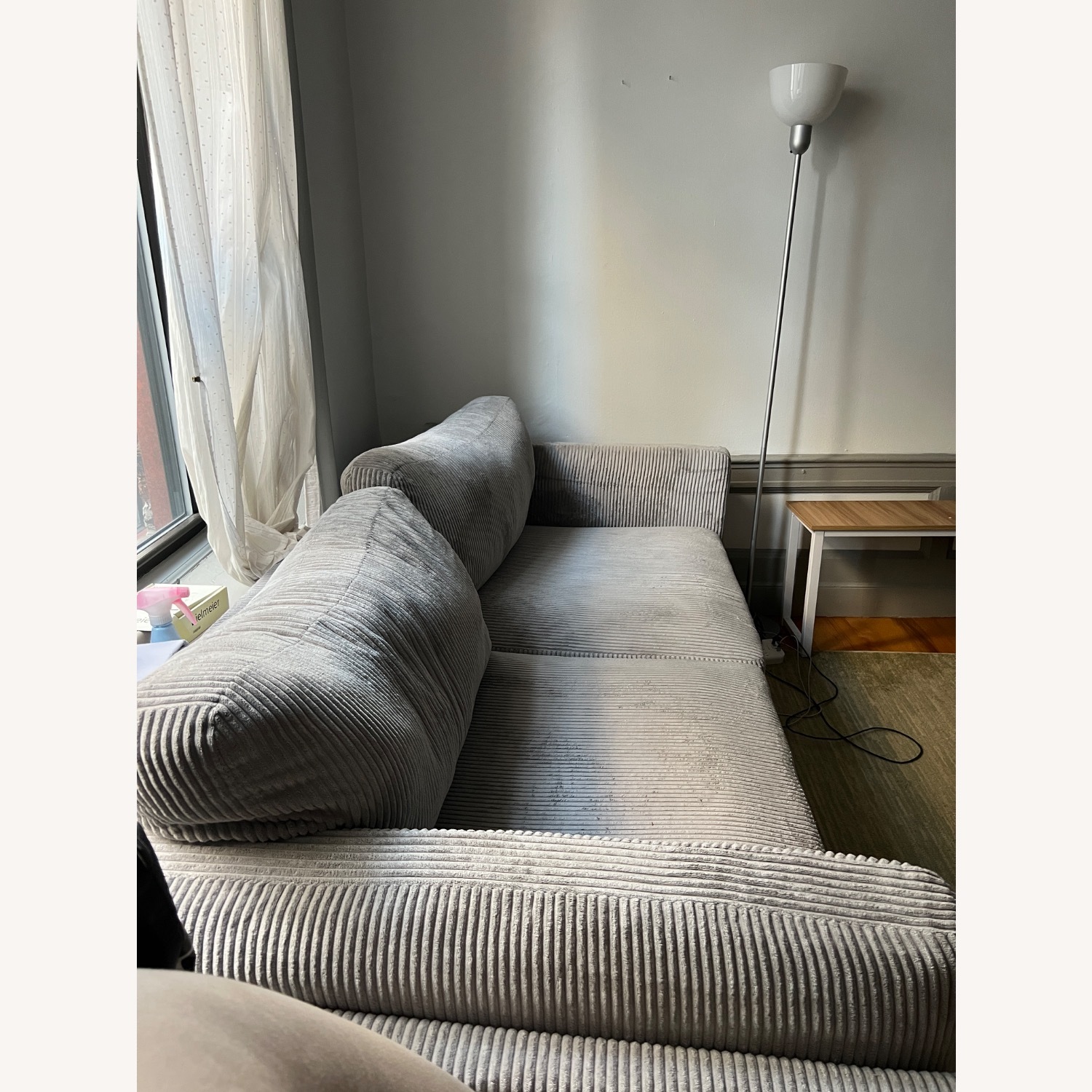 Ainara Light Gray Corduroy 90.3in Seater Sofa - image-3