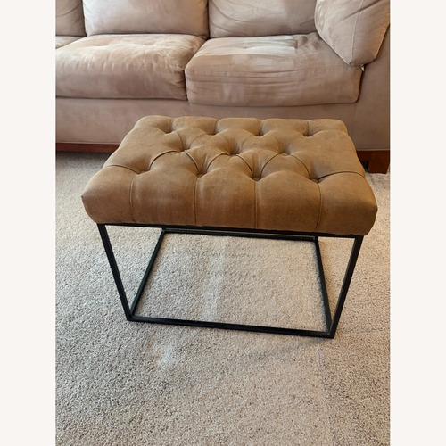 Used Light Brown Faux Leather Ottoman for sale on AptDeco
