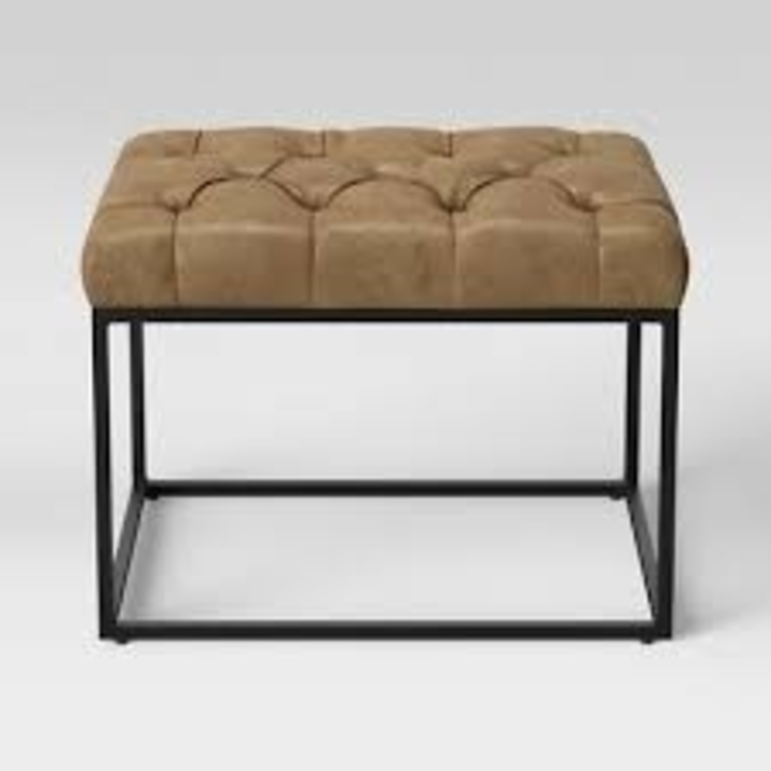 Light Brown Faux Leather Ottoman - image-5