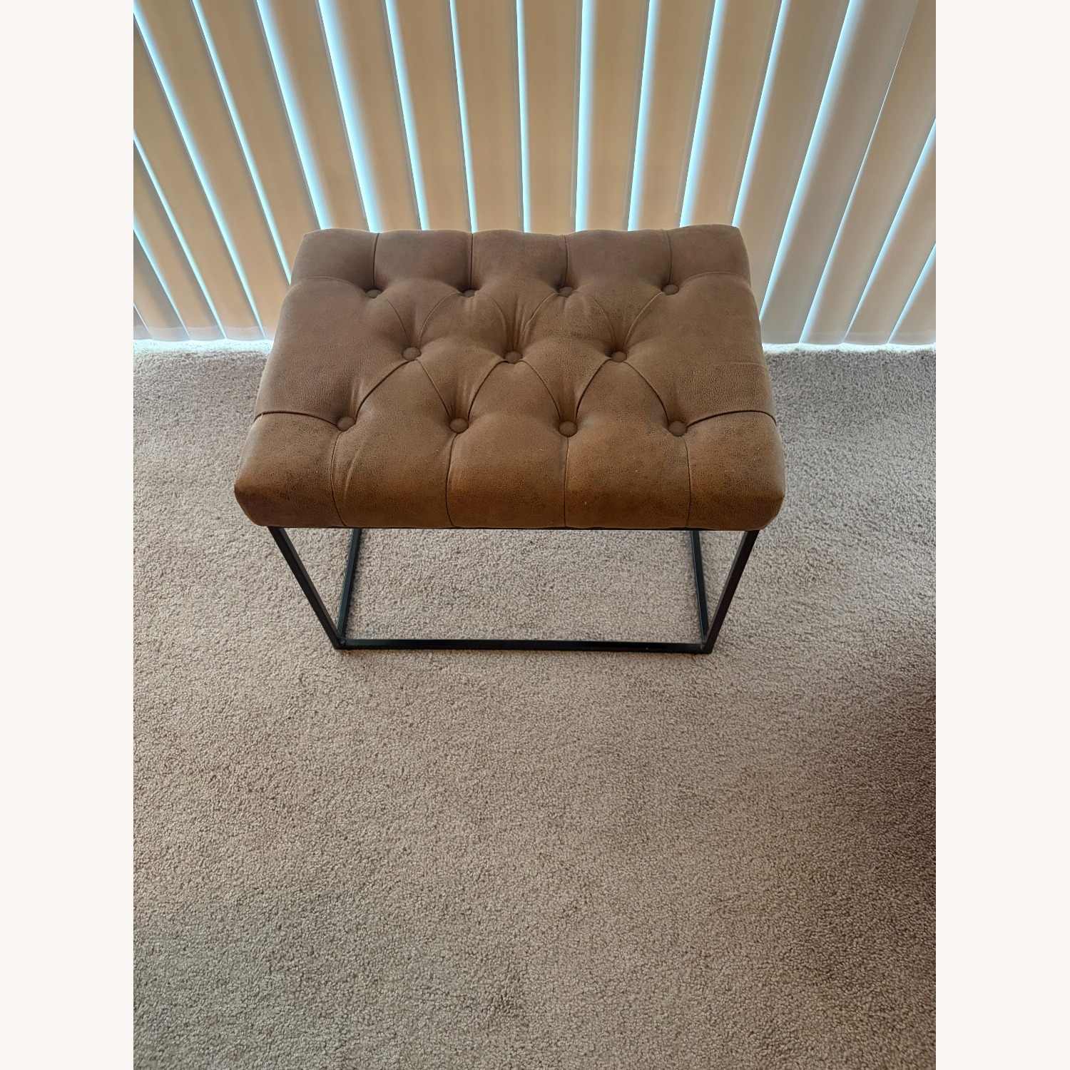 Light Brown Faux Leather Ottoman - image-2
