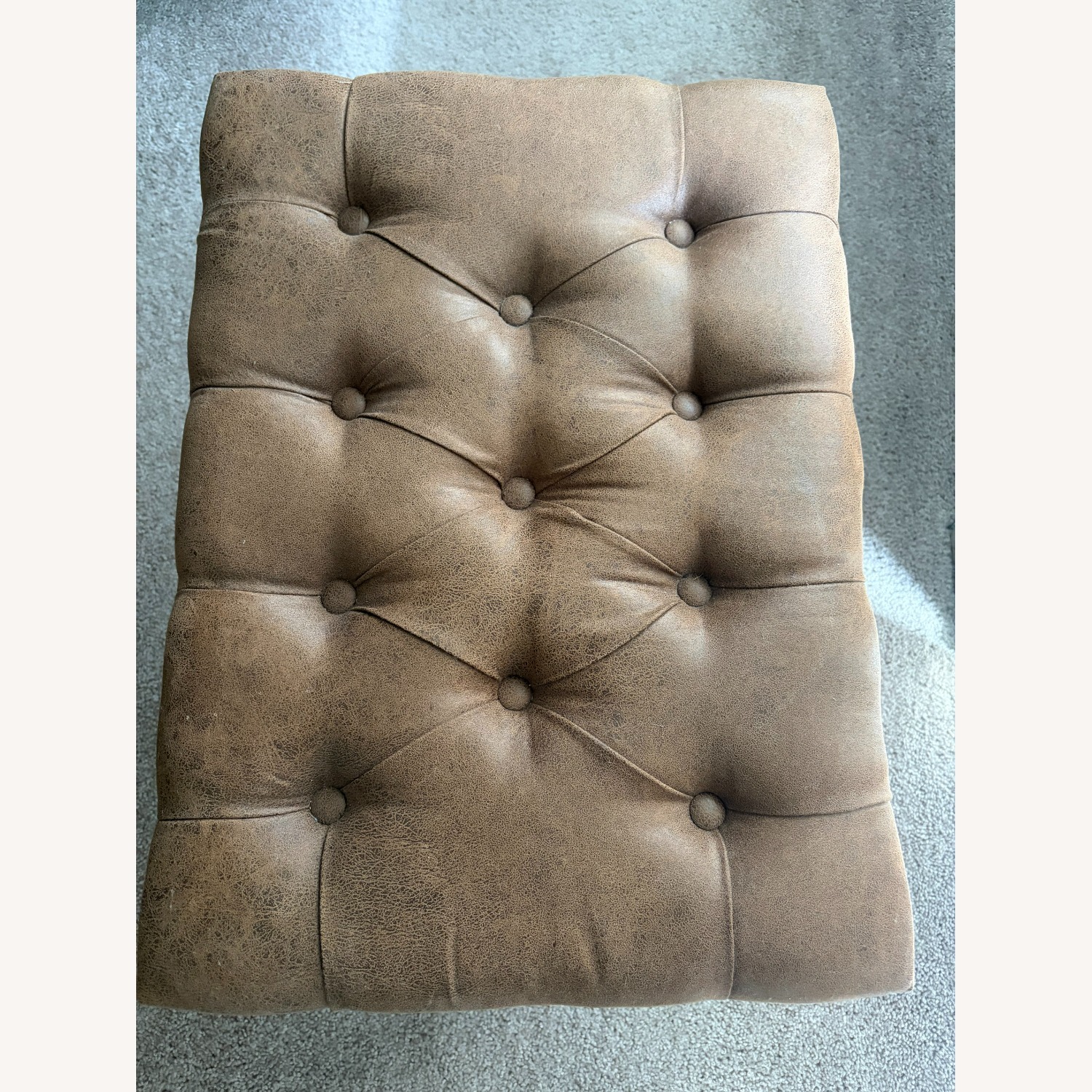 Light Brown Faux Leather Ottoman - image-4