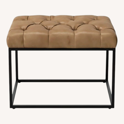 Used Light Brown Faux Leather Ottoman for sale on AptDeco